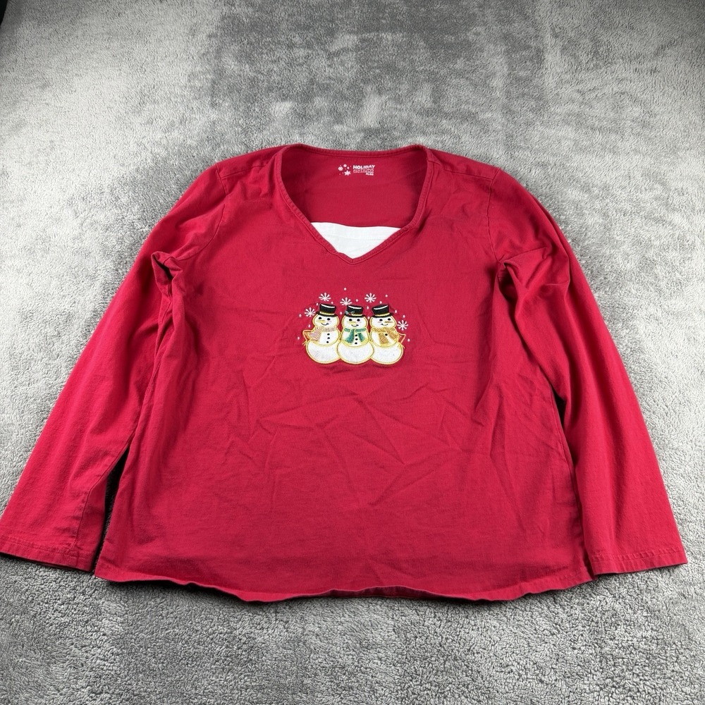Holiday Editions Christmas Sweatshirt Womens XL Red Long Sleeve Holiday‎